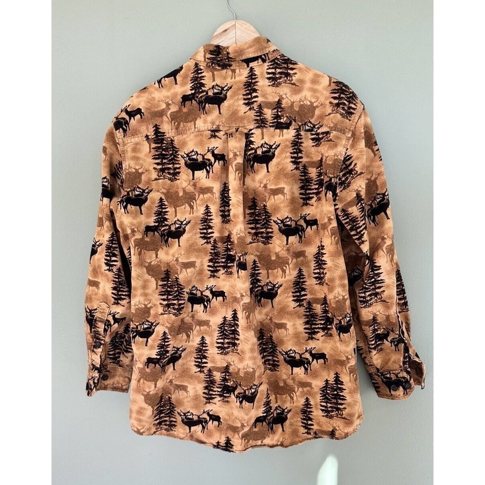 Woolrich Men's Sz M Shirt Flannel Button Down All Over Deer Print Whitet…​​​​
